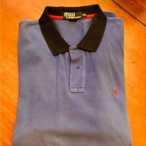 Polo Ralph Lauren polo shirt royal blue black/ red collar red pony all cotton